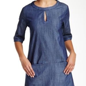 Harlowe & Graham Pocket Keyhole Denim XS Dress